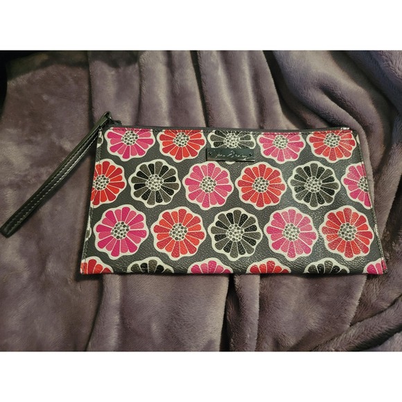 Vera Bradley Handbags - Vera‎ Bradley Wristlet Clutch Zip Pouch Cosmetic Bag Floral Red Pink Black